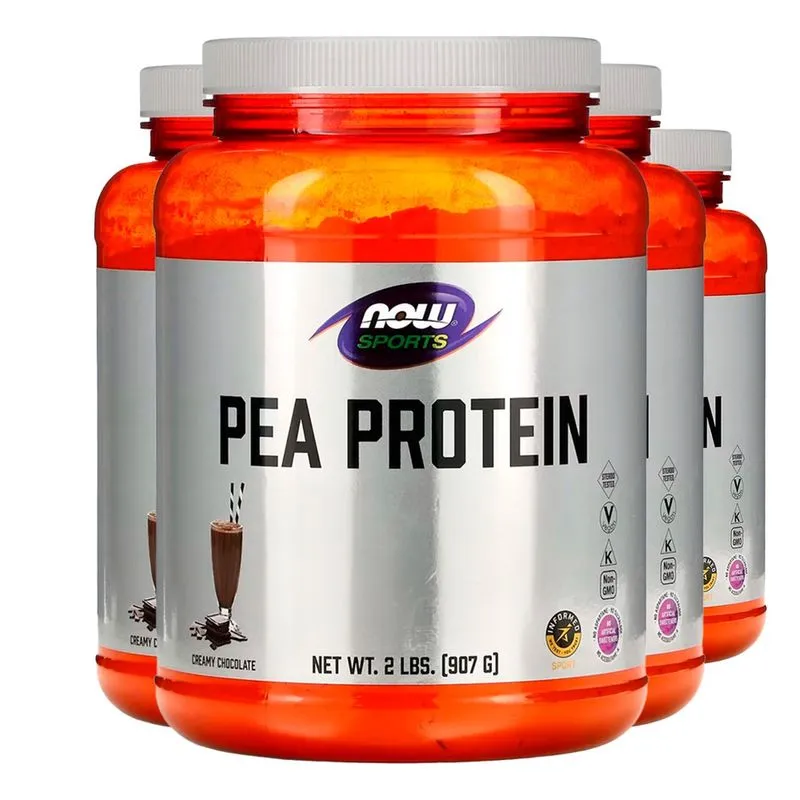 Proteína Pea Protein Now Foods 907g Chocalate Importado 4un