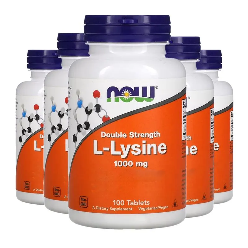 L Lisina Dupla Força 1000mg Now Foods 100 Tab Importado 5un