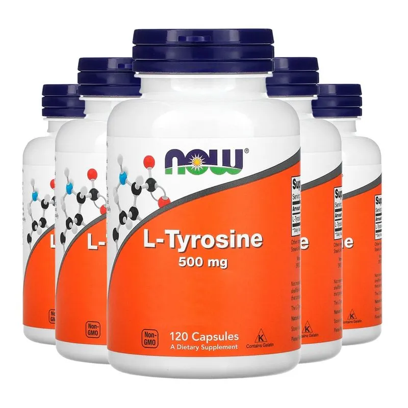 L-Tirosina 500mg Forma Livre Now Foods 120Cáps Importado 5un