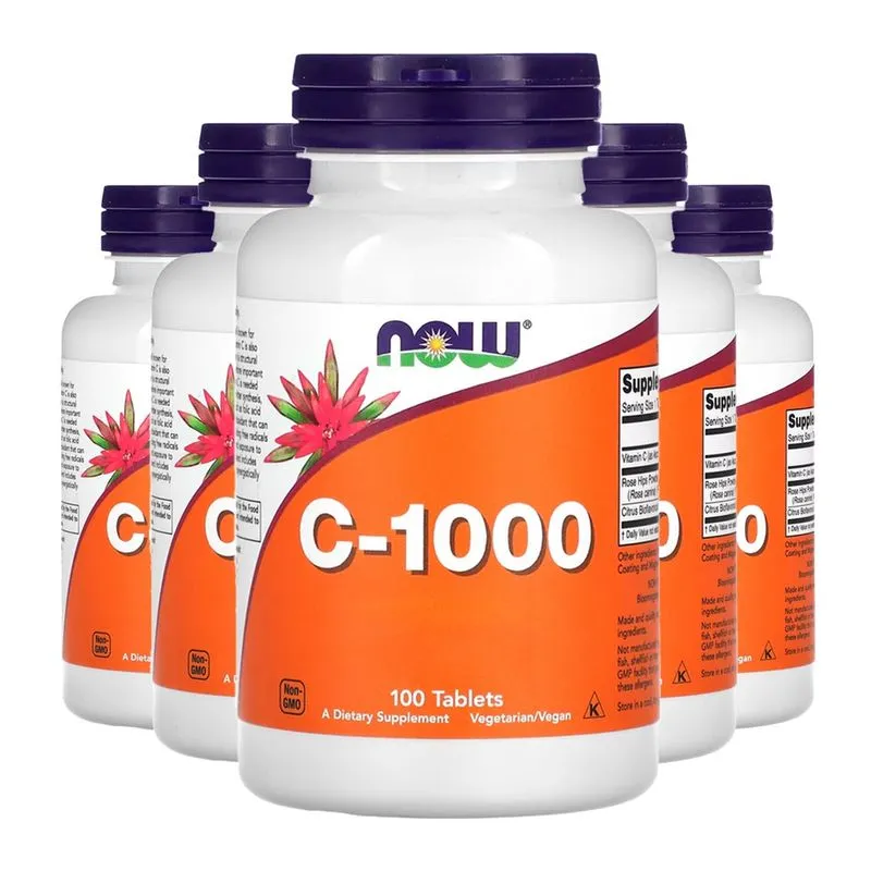 Vitamina C 1000mg + R. Mosqueta Now Foods 100Tab Importado 5un