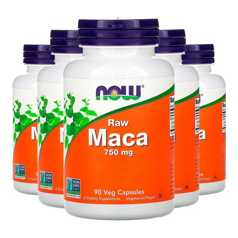 Raw Maca Peruana 750mg Now Foods 90 Cápsulas Importado 5un