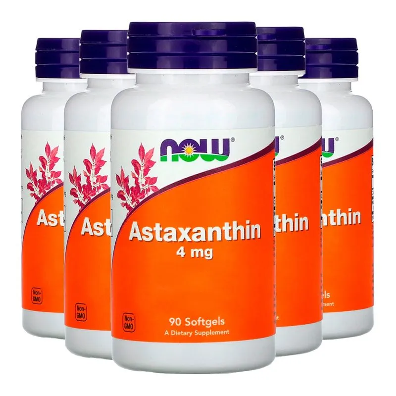 Astaxantina 4mg Extracto Now Foods 90 Softgels Importado 5un