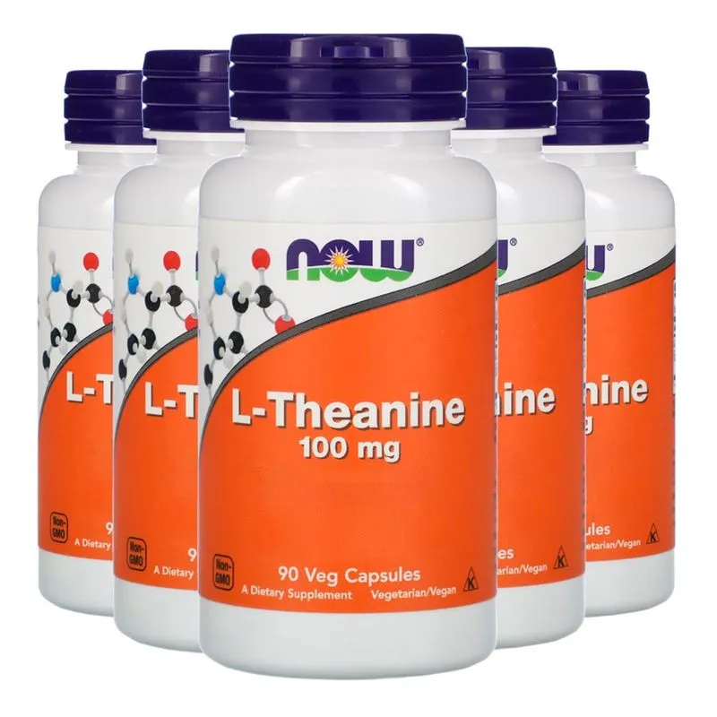 L-Theanine Teanina 100mg Now Foods 90 Veg Cáps Importado 5un