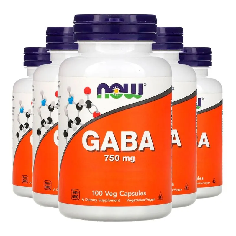 Ácido Gaba 750mg Now Foods 100 Veg Cáps Importado 5un