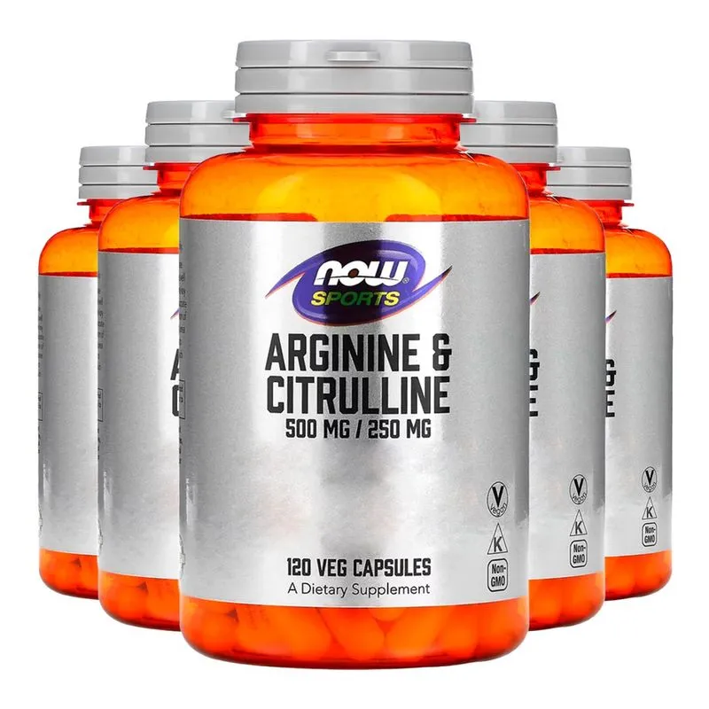 Arginina 500mg e Citrulina Now Foods 120Cáps Importado 5un
