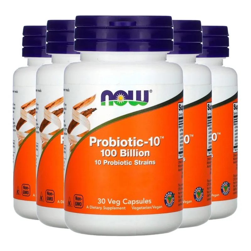 Probiotic-10 100 Bilhões Now Foods 30 Cápsulas Importado 5un