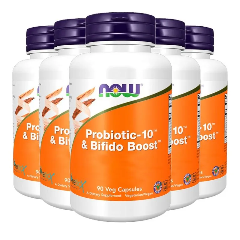 Probiótico 10 25 Bilhões Now Foods 90Cap Importado 5un