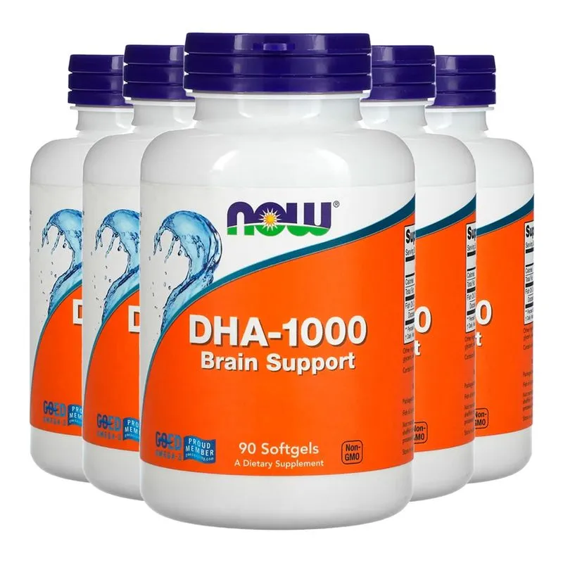 Dha 1000mg Now Foods Óleo Peixe Forte 90Sofg Importado 5un
