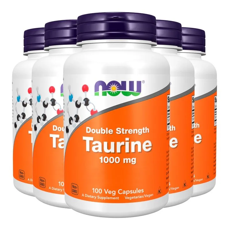 Taurina 1000mg Dupla Força Now Foods 100 Cáps Importado 5un