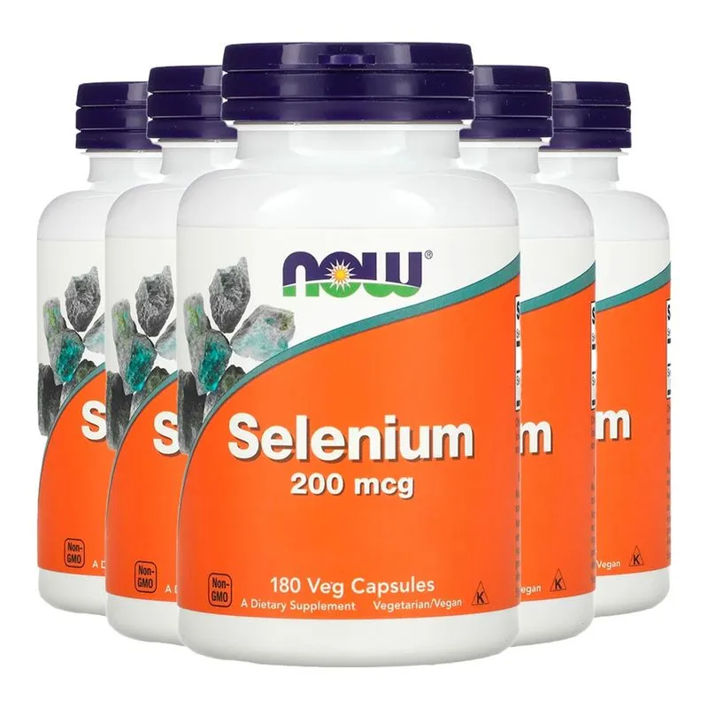 Selênio 200mcg Now Foods Sem Fermento 180 Cáps Importado 5un