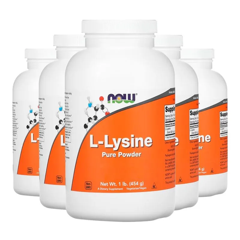 L-lisina em Pó Puro 454 g Now Foods L-Lysine Importado 5un