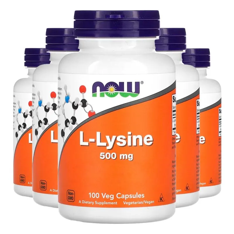 L-lisina 500mg Now Foods L-Lysine 100 Veg Caps Importado 5un