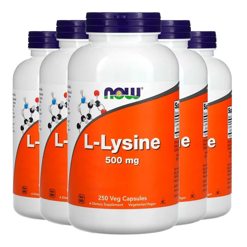 L-lisina 500mg Now Foods L-Lysine 250 Veg Caps Importado 5un