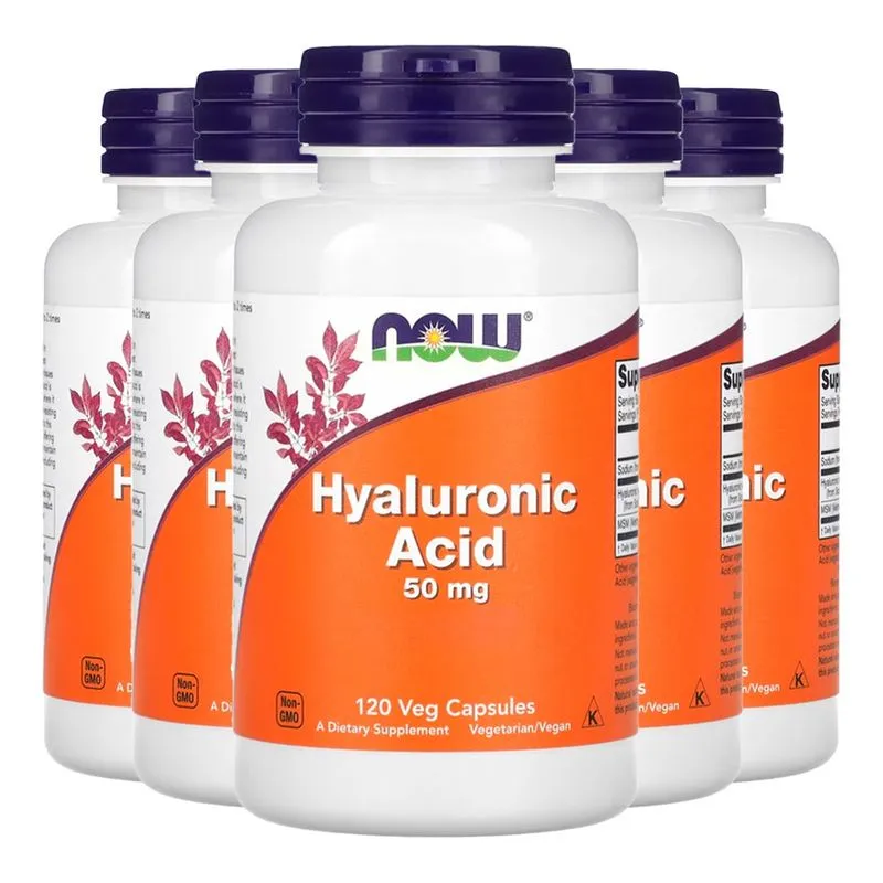 Ácido Hialurônico 50mg Msm Now Foods 120Caps Importado 5un
