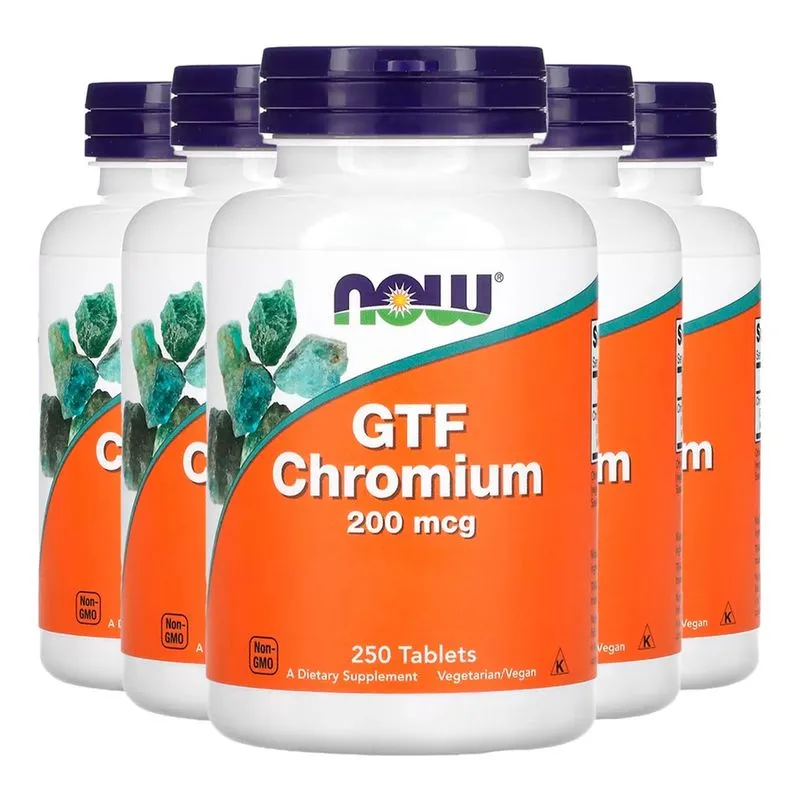 Cromo Gtf 200mcg Forma Ativa Now Foods 250Tabs Importado 5un