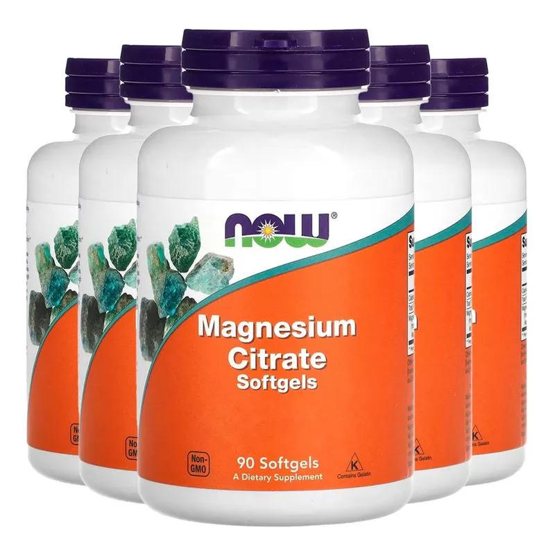 Citrato de Magnésio Now Foods 90 Softgels Importado 5un