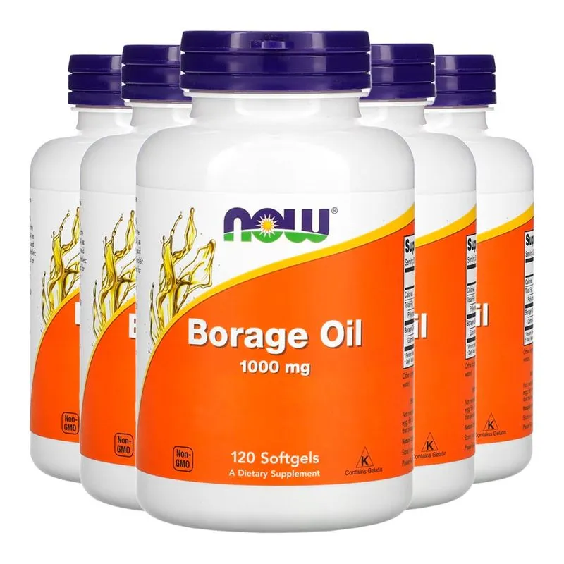 Óleo Borage 1000mg Now Foods Borragem 120Soft Importado 5un