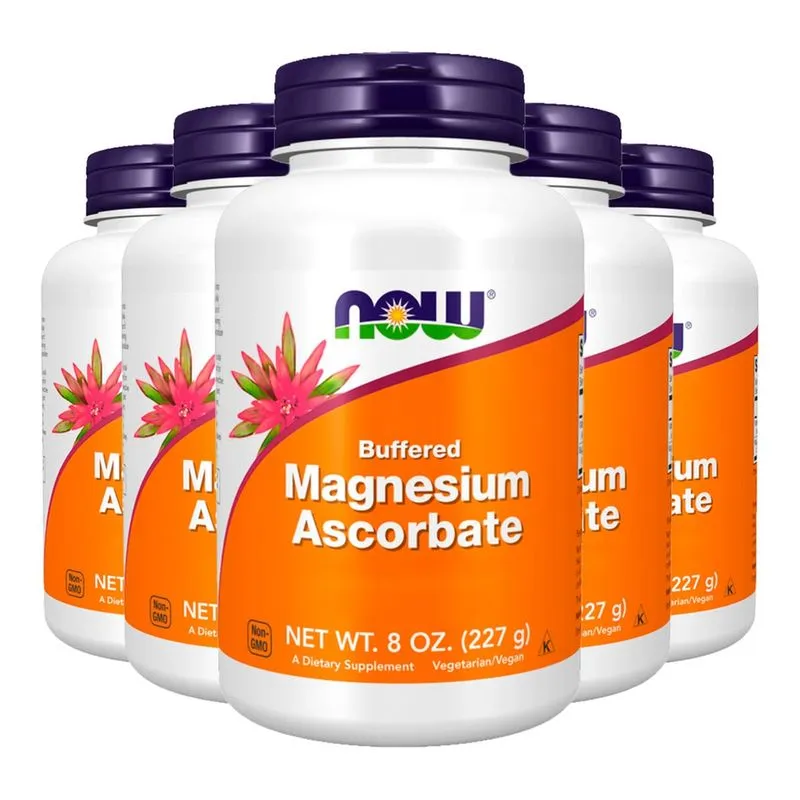 Ascorbato Magnésio Pó + Vit C Now Foods 227g Importado 5un
