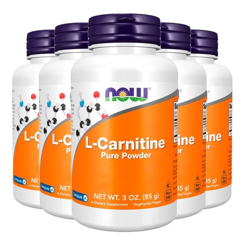 L-Carnitina Pura em Pó 85g Now Foods Importado 5un