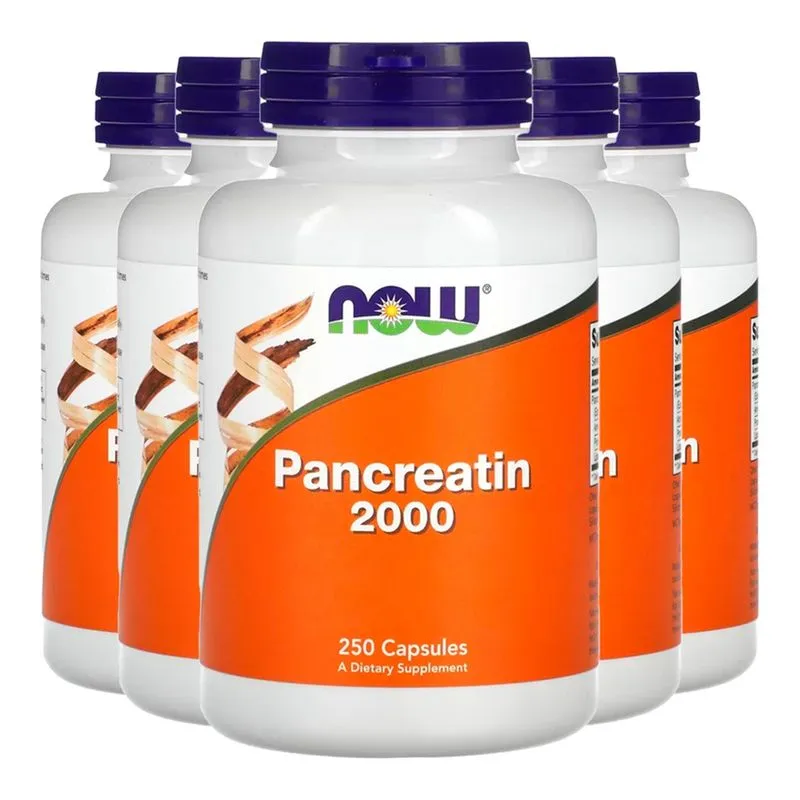Pancreatina 200mg Now Foods 250Veg Cáps Importado 5un