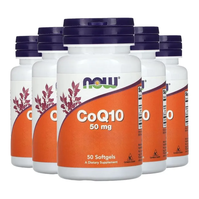 Coenzima CoQ10 50mg + Vit E Now Foods 50Soft Importado 5un