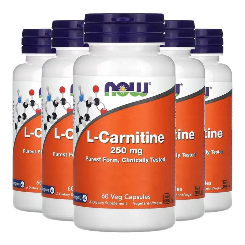 L-Carnitina 250mg Now Foods 60 Cápsulas Importado 5un