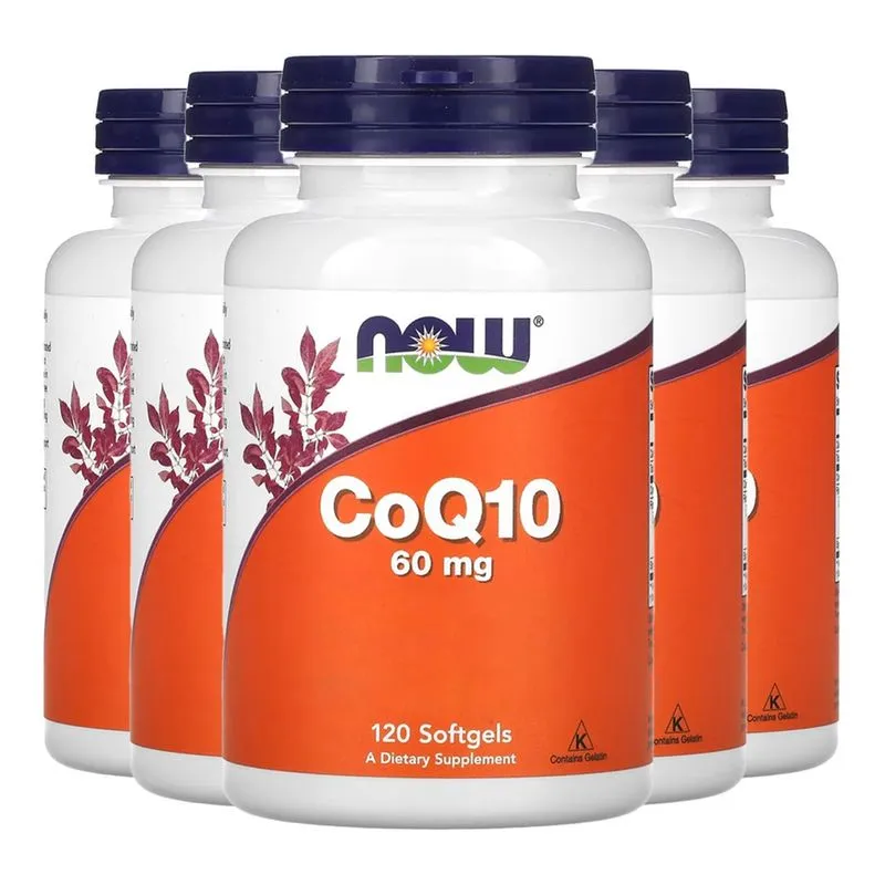 Coenzima CoQ10 60mg + Omega3 Now Foods 120Soft Importado 5un