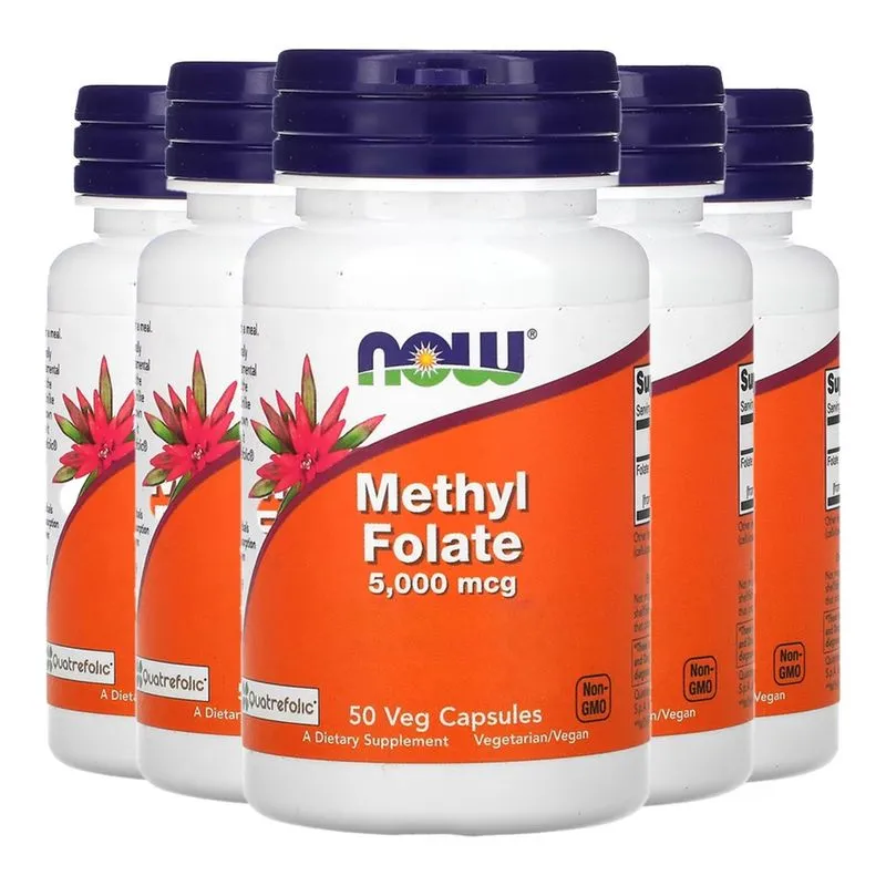 Folato de Methyl 5000mcg Now Foods 50 Cápsulas Importado 5un