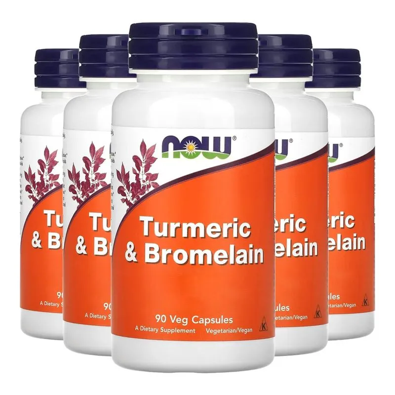 Cúrcuma e Bromelaína Now Foods 90 Cápsulas Importado 5un