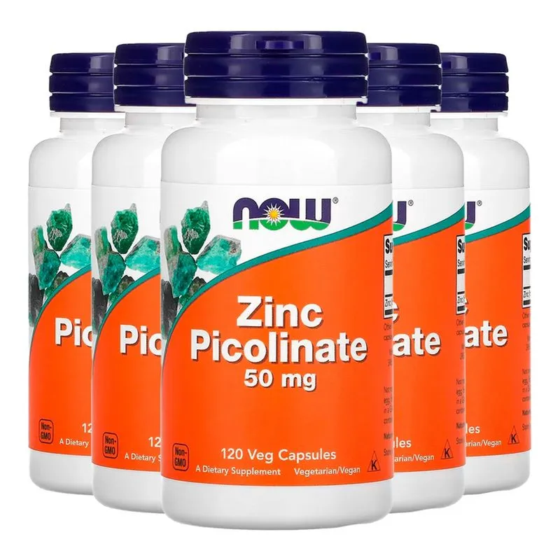 Picolinato de Zinco 50 mg Now Foods 30 Cáps Importado 5un