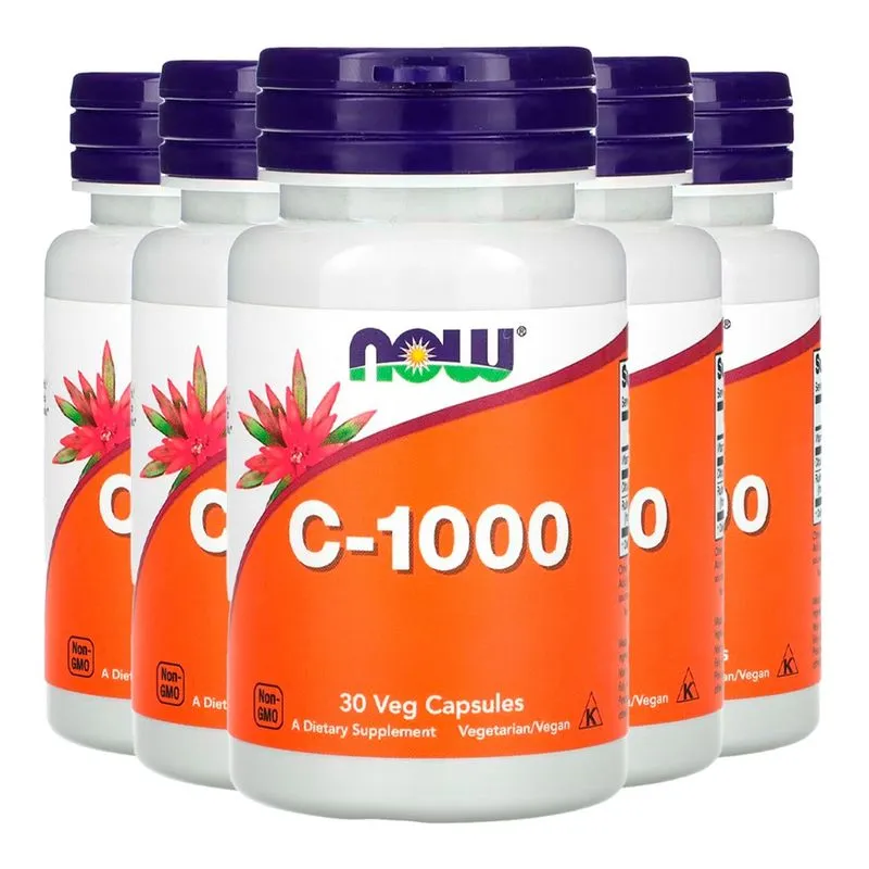 Vitamina C-1000 Now Foods 30 Veg Cápsulas Importado 5un