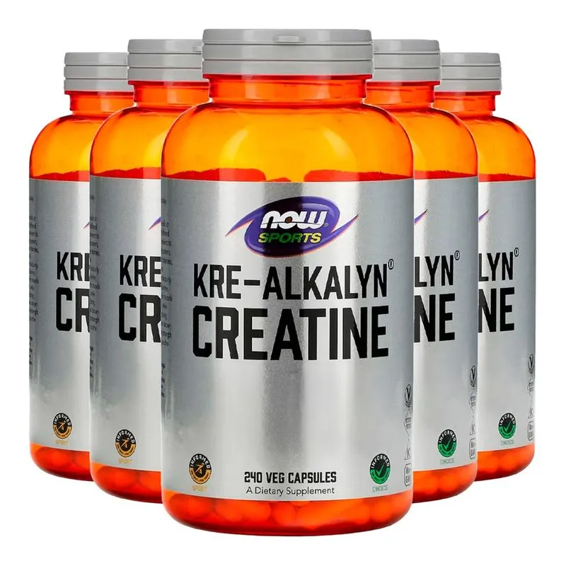 Creatina Kre-Alkalyn 750mg Now Foods 240Cáps Importado 5un