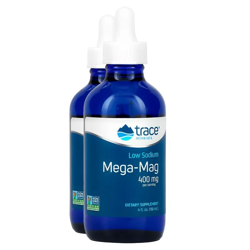 Trace Minerals Mega-Mag Magnésio Líquido 400mg 118ml 2un