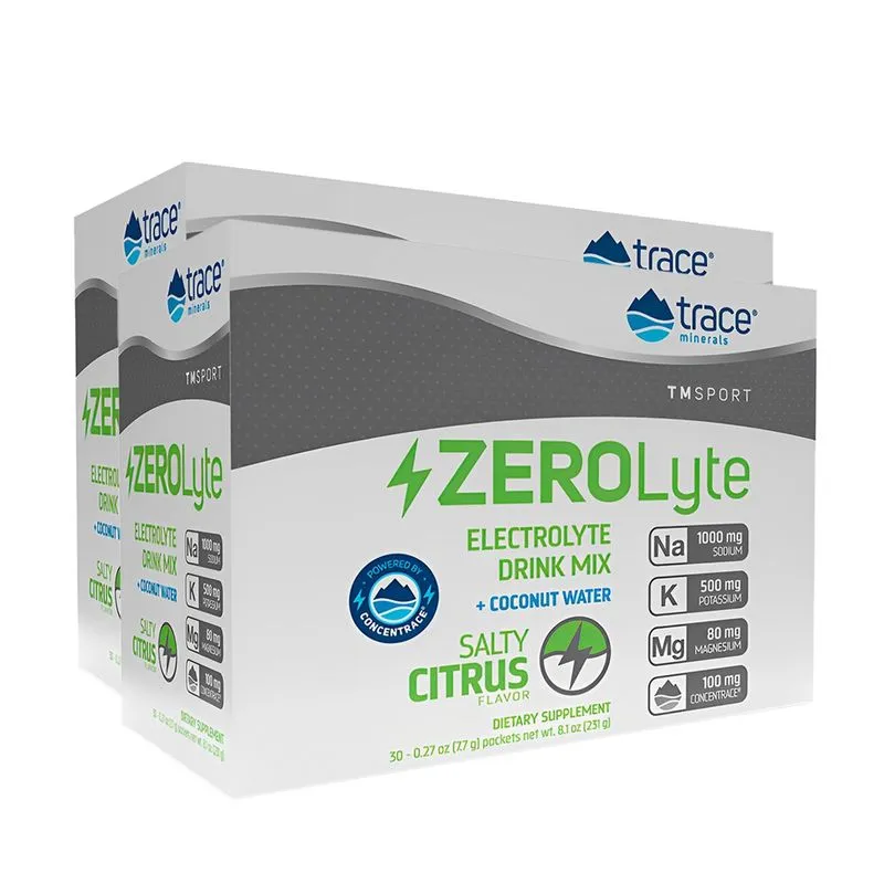 Trace Minerals Eletrólito ZeroLyte 30Sachês Sabor Citrus 2un