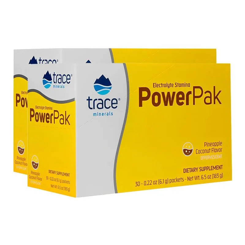 Trace Minerals Eletrólito Power Pak 30psc Sabor Abacaxi 2un