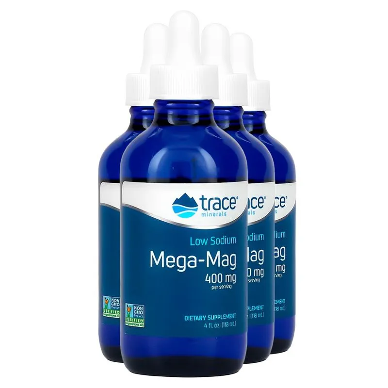 Trace Minerals Mega-Mag Magnésio Líquido 400mg 118ml 4un