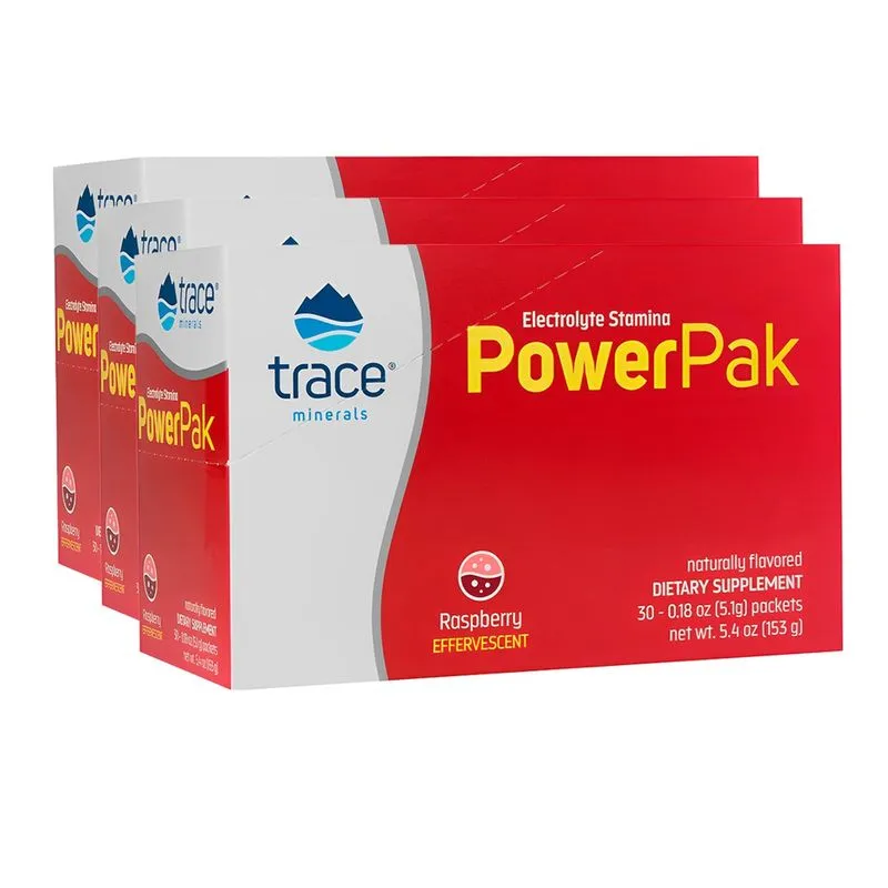Trace Minerals Eletrólito Power Pak 30 Sachês Framboesa 4un