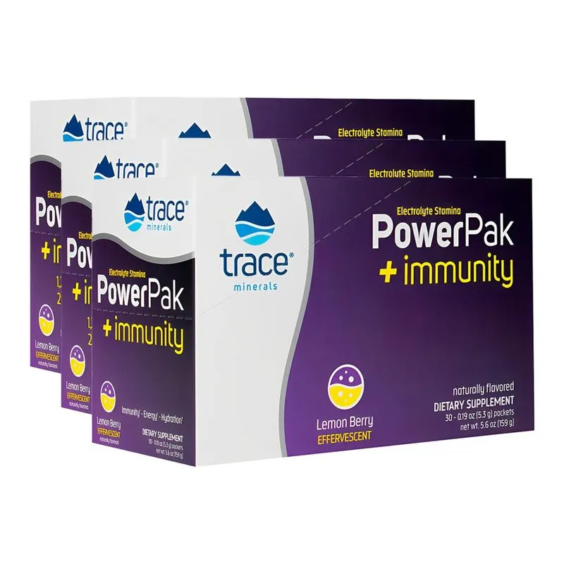 Trace Minerals Eletrólito Powerpak 30 Sachês Sabor Limão 4un