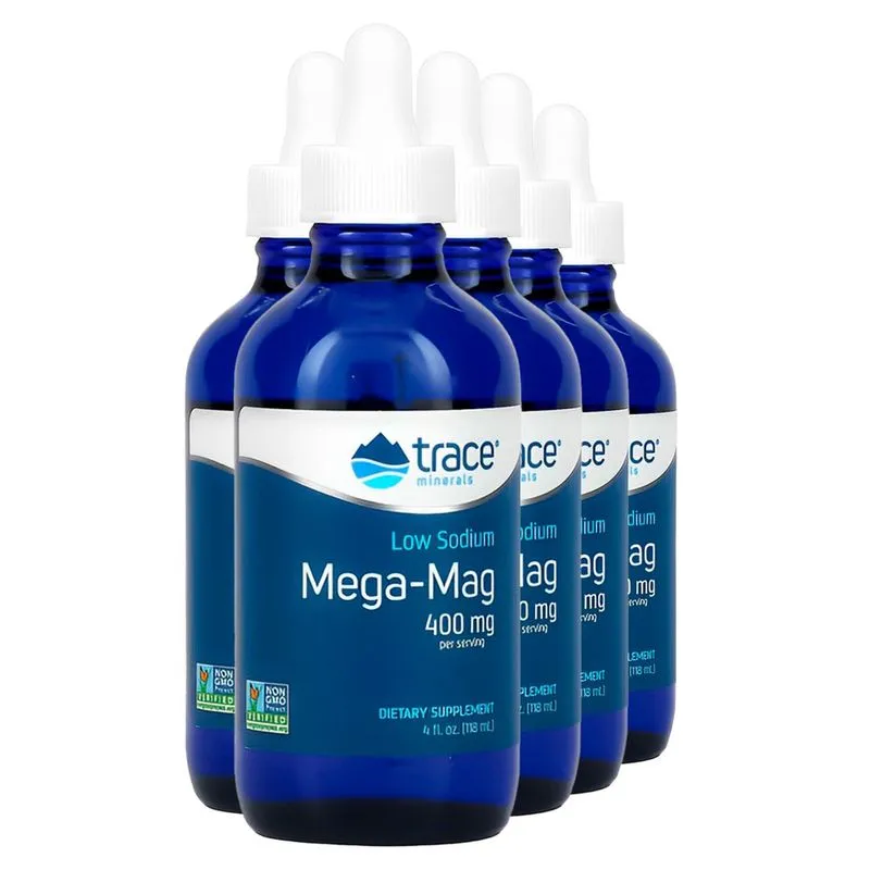 Trace Minerals Mega-Mag Magnésio Líquido 400mg 118ml 5un