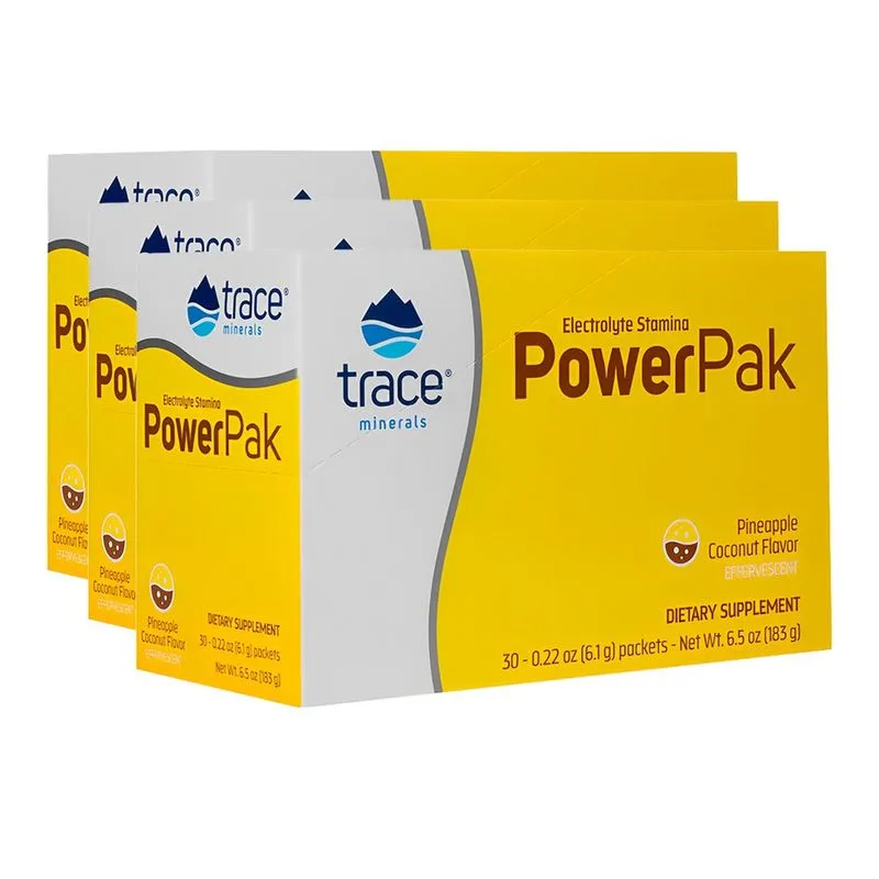 Trace Minerals Eletrólito Power Pak 30psc Sabor Abacaxi 5un