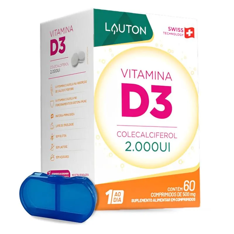 Vitamina D3 Lauton 60 Comprimidos + Porta Cápsulas