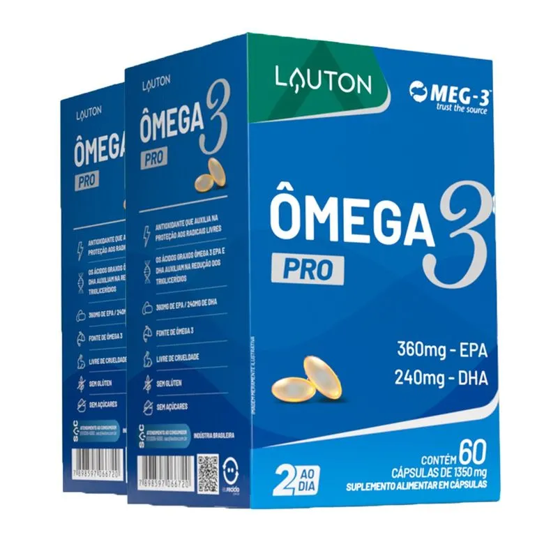 Omega 3 Pró Lauton Óleo Peixe Epa/Dha 60Cáp 2un
