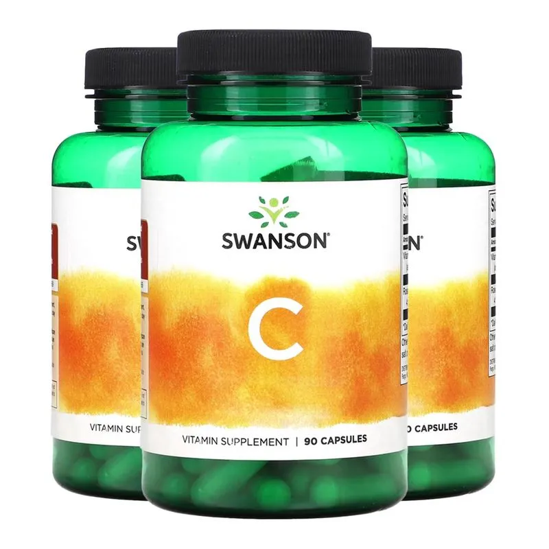 Vitamina C 1000mg Rosa Mosqueta Swanson 90Caps Importado 3un
