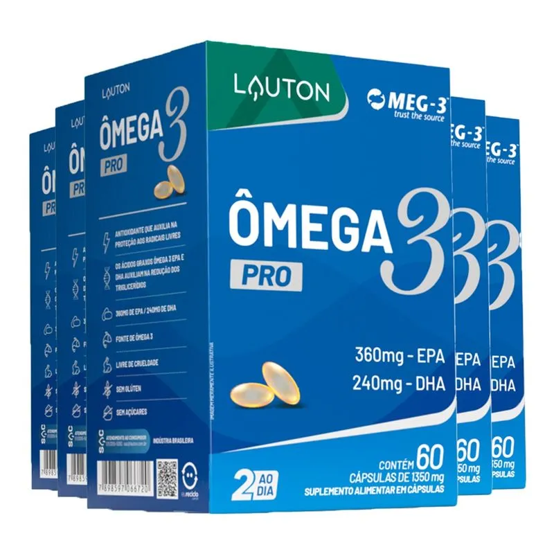 Omega 3 Pró Lauton Óleo Peixe Epa/Dha 60Cáp 5un