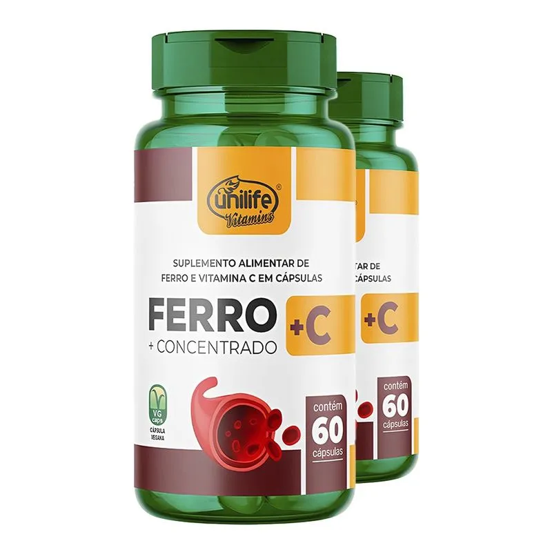 Ferro + Vitamina C Unilife 60 Cápsulas 2un