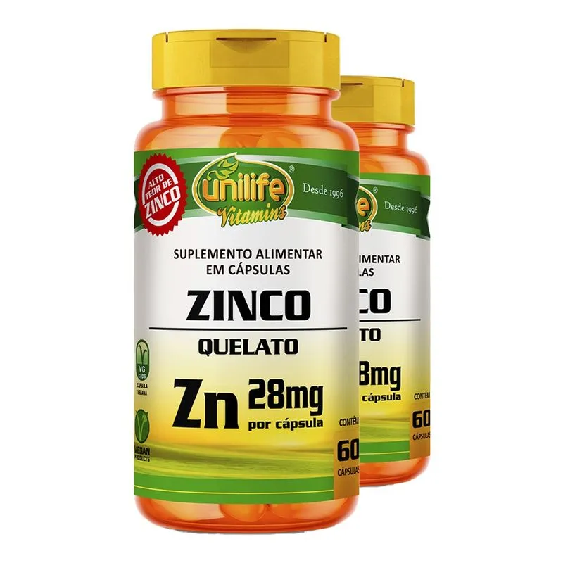 Zinco Quelato Zn Unilife 60 Cápsulas 2un