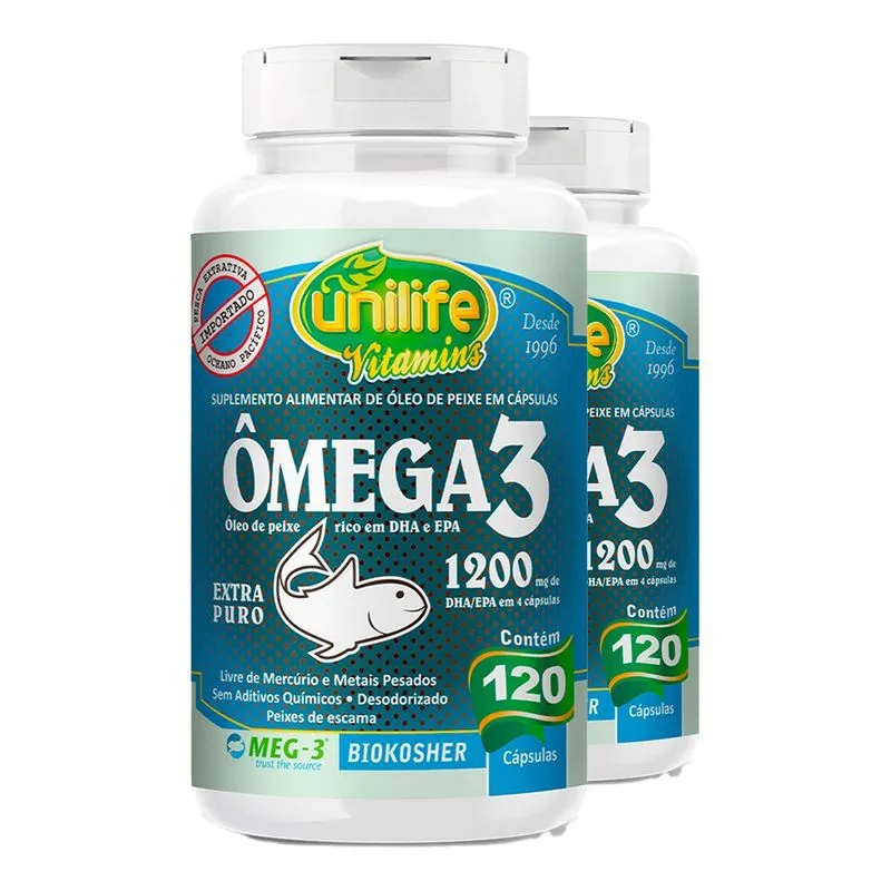 Ômega 3 Óleo de Peixe Unilife 120 Cápsulas 2un