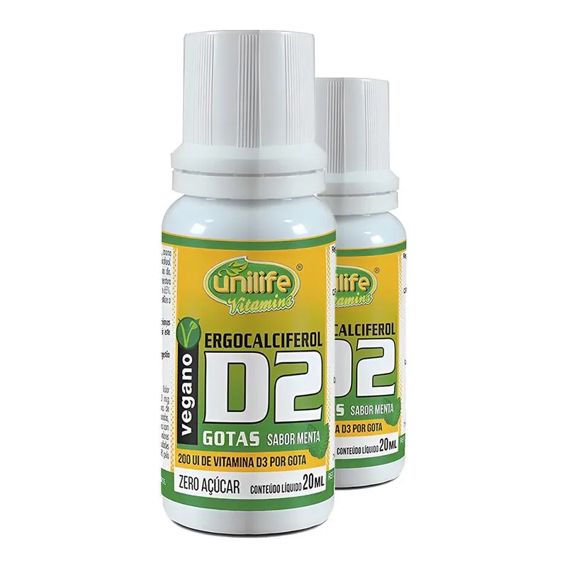 Vitamina D2 Unilife 20ml (Gotas) Sabor Menta 2un