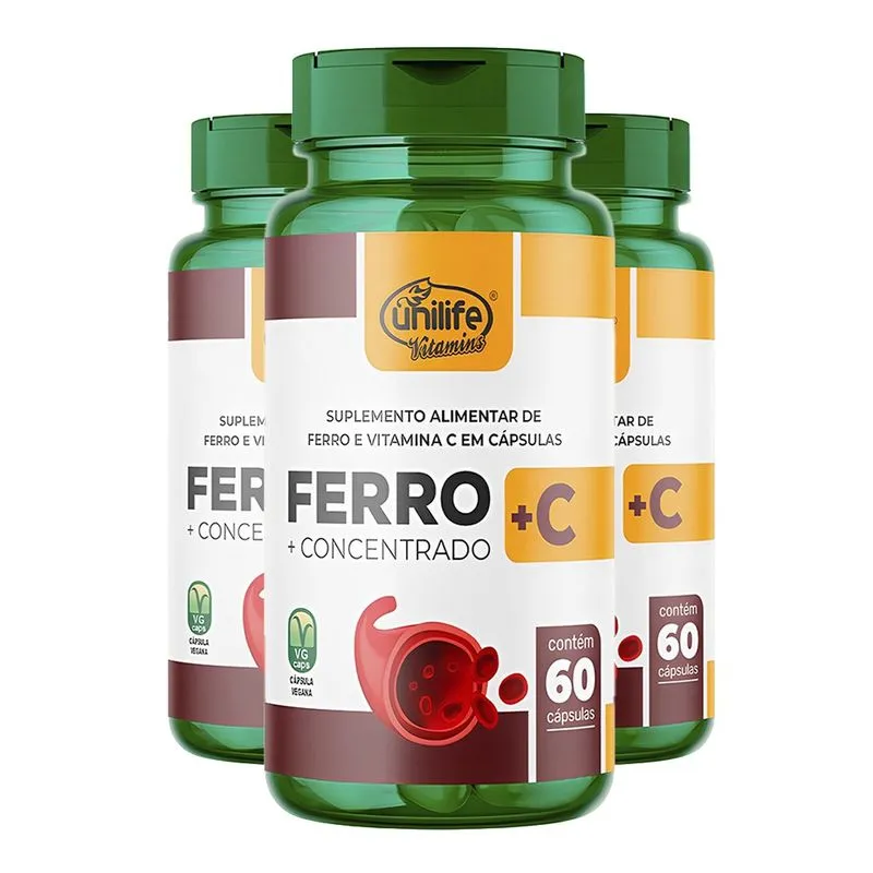 Ferro + Vitamina C Unilife 60 Cápsulas 3un