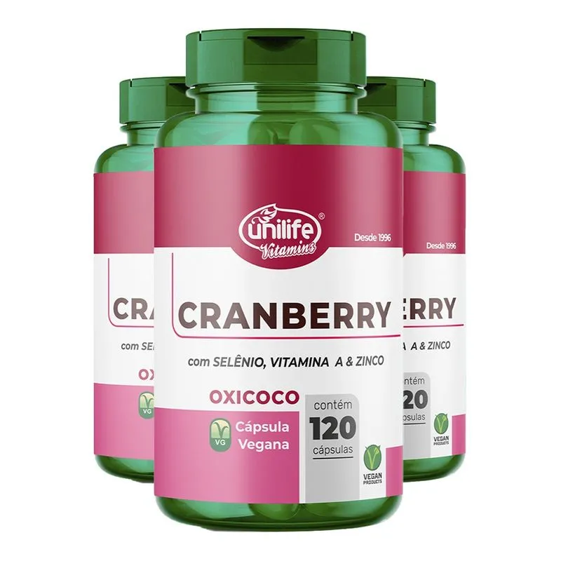 Cranberry Unilife Selênio, Vitamina A e Zinco 120 Cáps 3un
